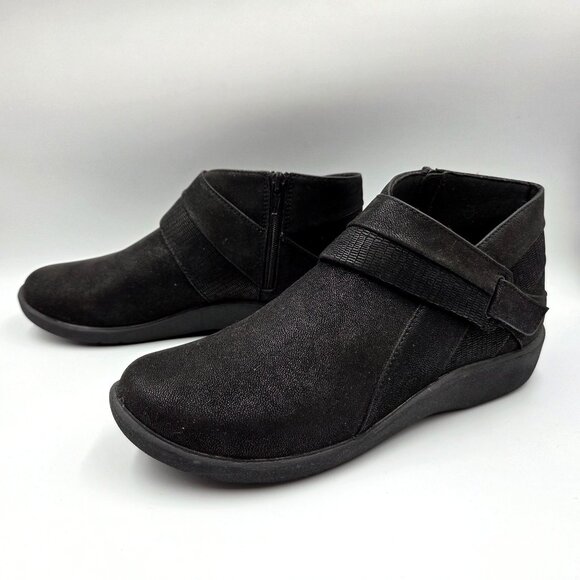 Clarks Boots Womens 8 Black Sillian Rani Cloudstepper Comfort Ankle Booties - Picture 2 of 9